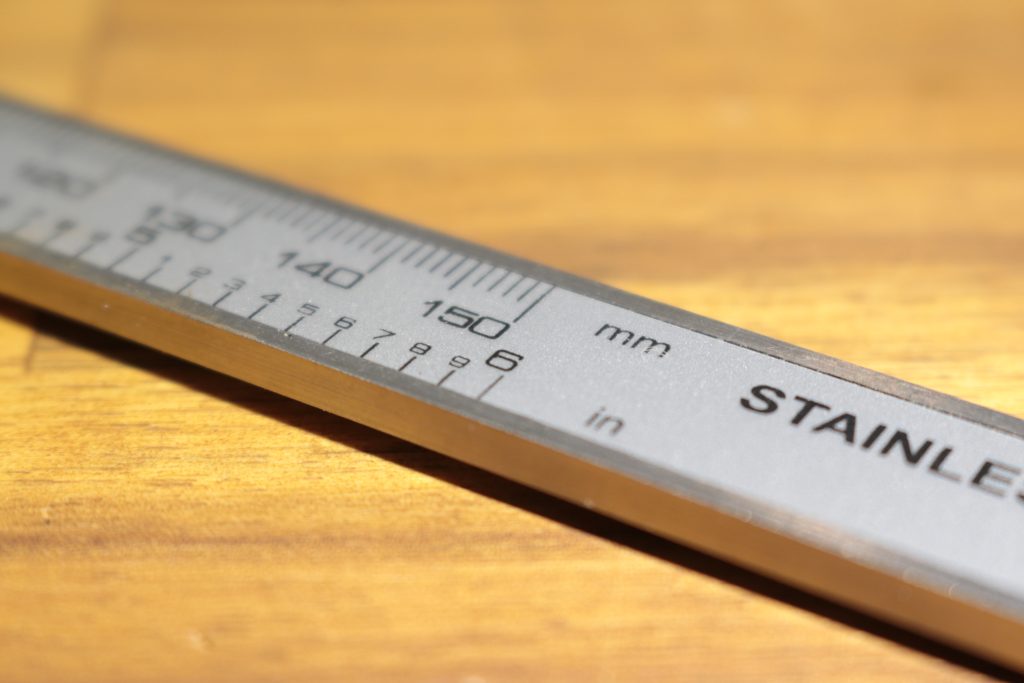 A ruler photographed using a standard lens