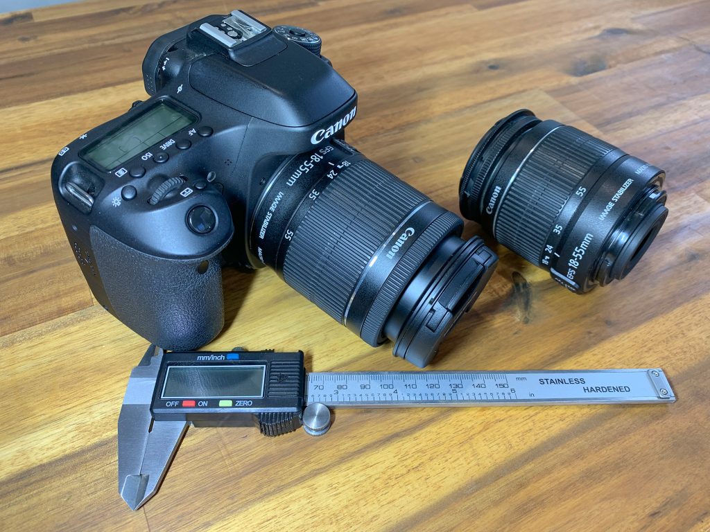 A camera with a normal lens and a reversed lens
